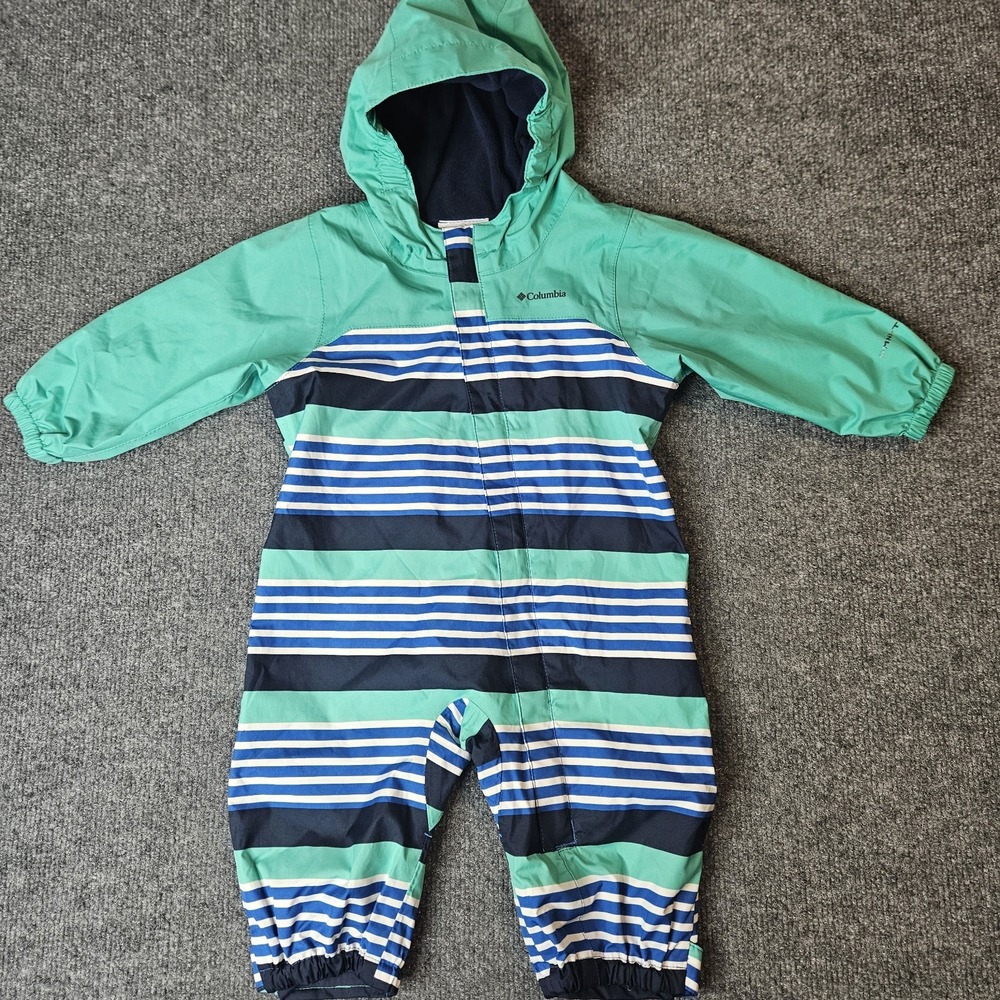 Columbia Infant Critter Jitters Rainsuit Size 6-12 Months Striped Baby Hooded